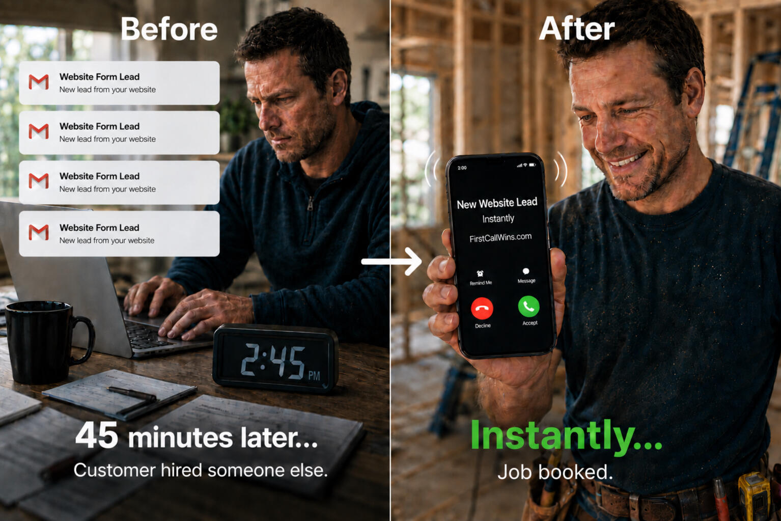First Call Wins - Before and after